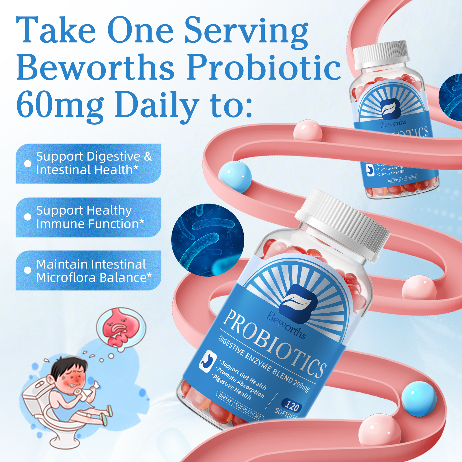 BEWORTHS 120pcs Probiotic Dige - Digestive Enzyme Blend บทวิจารณ์และราคา