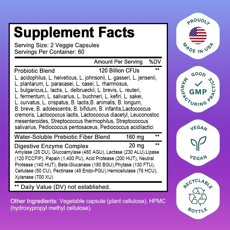 Probiotics 120 Billion CFU 36  - Digestive Enzyme Blend บทวิจารณ์และราคา